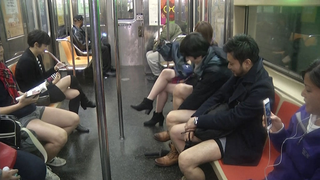 Sunday’s No Pants Subway Ride boarded subways, tearing their pants off on the tracks, all of it to make people laugh.