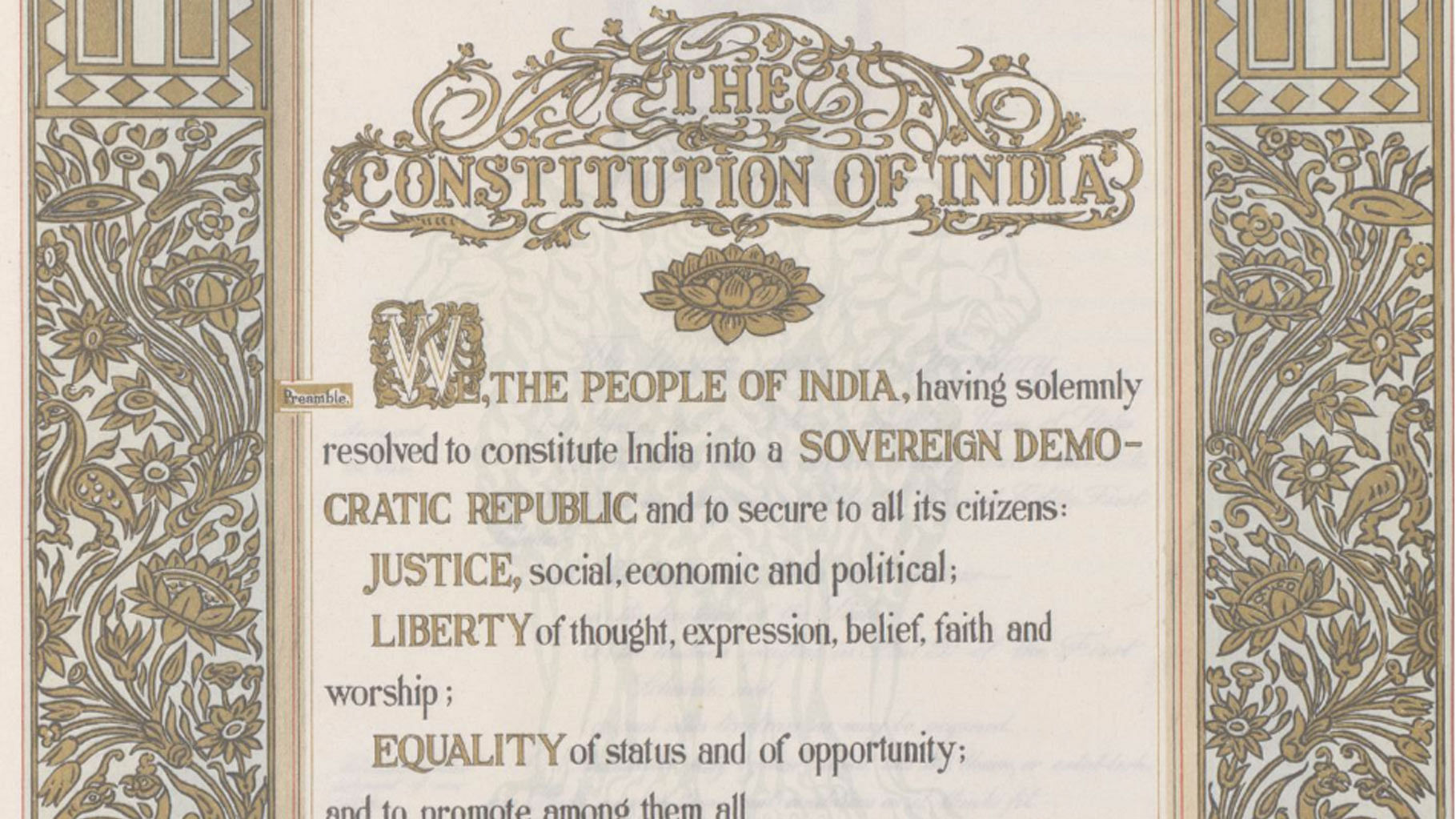 The Indian Constitution is a beautiful hand-written document. (Photo: Twitter/<a href="https://twitter.com/ainvvy">@ainvvy)</a>