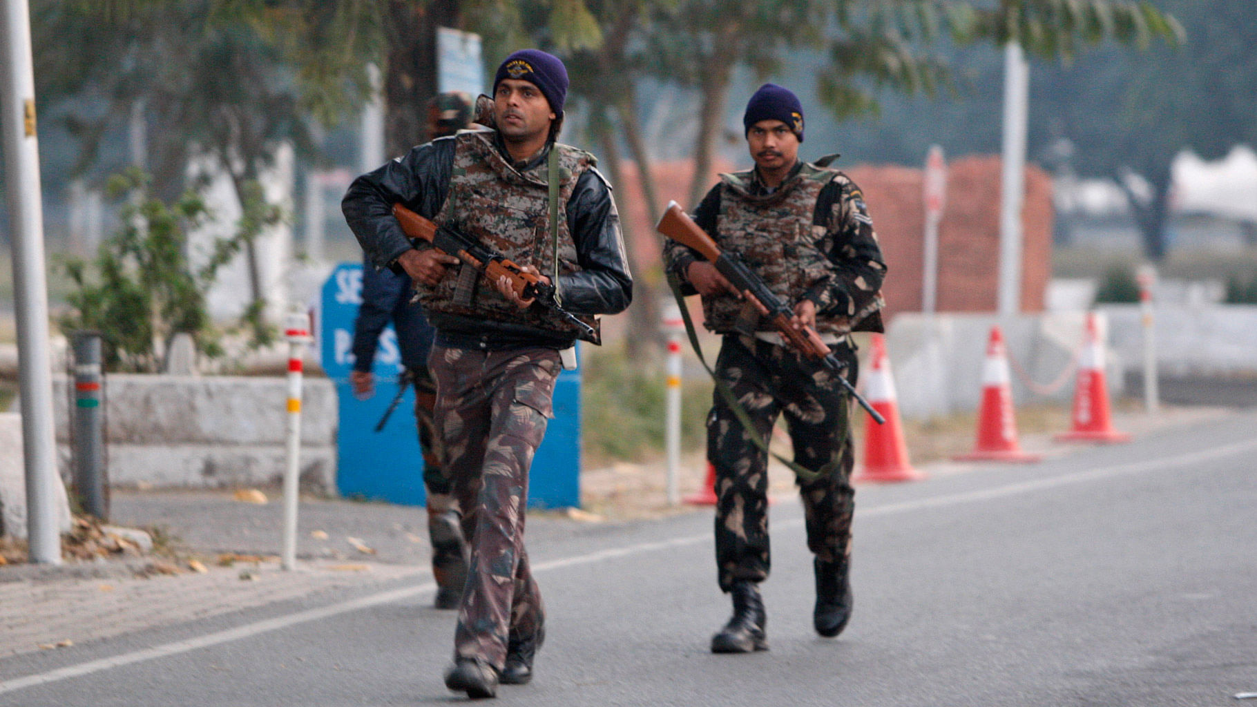Indian security forces patrol inside the Indian air force base in Pathankot, India, Sunday, 3 January 2016. (Photo: AP)