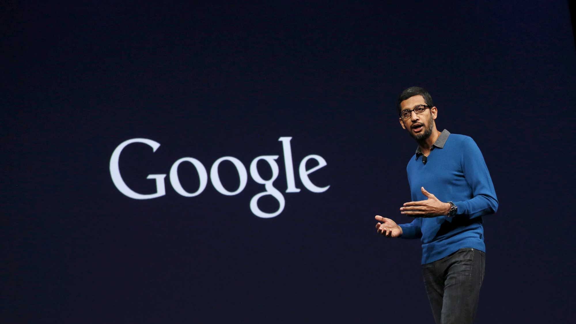 Sundar Pichai, CEO, Google, delivers his keynote address during the Google I/O 2015. (Photo: Reuters)