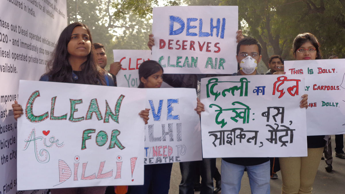 People gathered at Jantar Mantar as part of ‘Help Delhi Breathe’, an effort to go beyond the odd-even plan. 