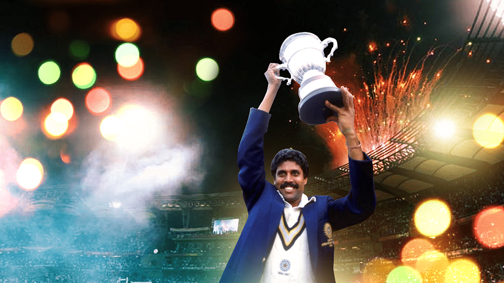 Former Indian captain Kapil Dev with the World Cup in 1983. 