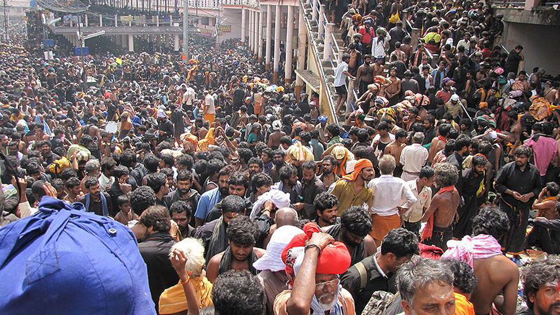 Devotees wait to enter the Sabarimala Temple. (Photo Courtesy: The News Minute)