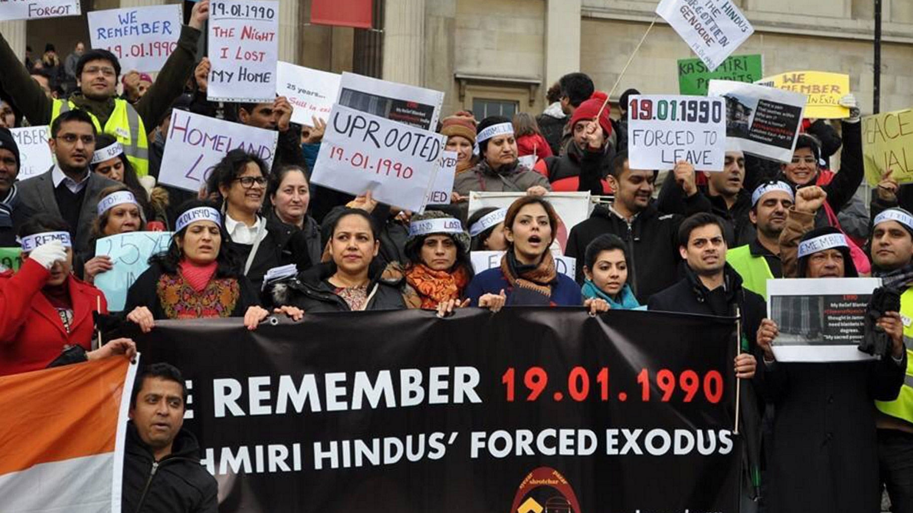 Protests in remembrance of the  day that drove any Kashmiri Pandit’s out of the Kashmir valley. (Photo: Pawan Durani’s <a href="https://twitter.com/PawanDurani">Twitter Page</a>)
