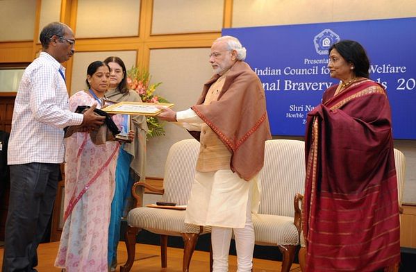 Narendra Modi  presented the National Bravery Awards to 25 children for their inspiring acts of valour.