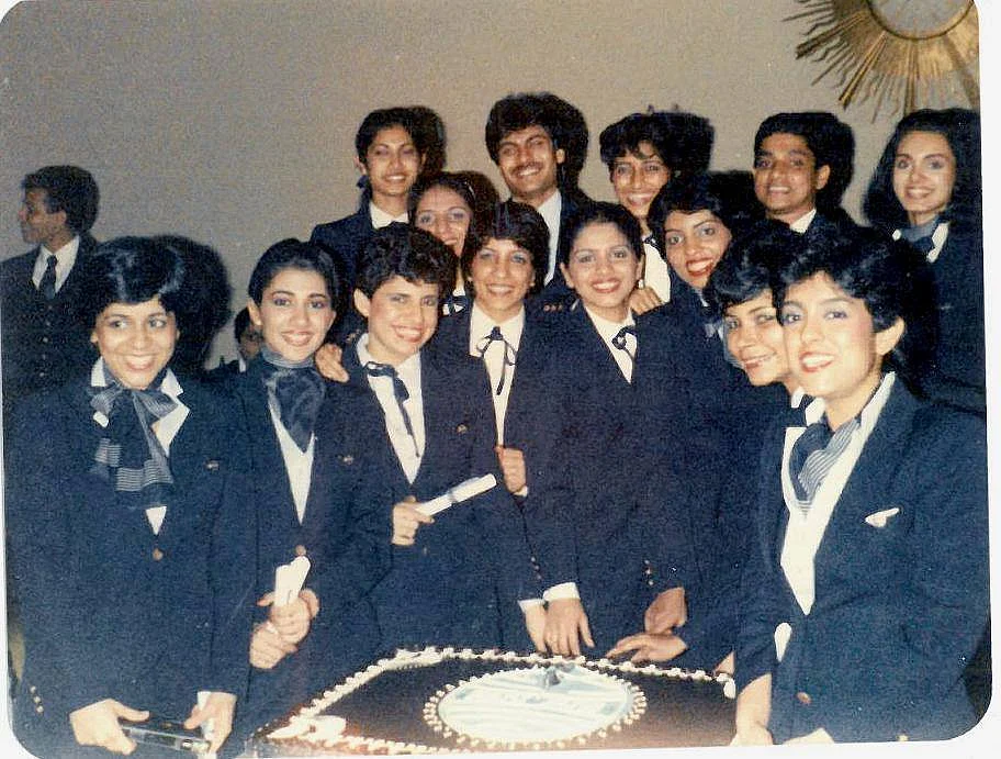 Pan Am India Class Jan 1986 graduation day MIA. Neerja Bhanot — who would become Flight Purser and get killed in the attempted hijacking of Pan Am 73 — is back row far right. Also in the picture are Ranee Vaswani, Rukshana Eisa, Alice Contractor, Sherene Pavan, Shailen Ranjit, Nupoor Abrol, Samira Goode, Mark Fernandes, Anjali Mankekar and Neerja Bhanot. (Photo Courtesy: Steve Priske)