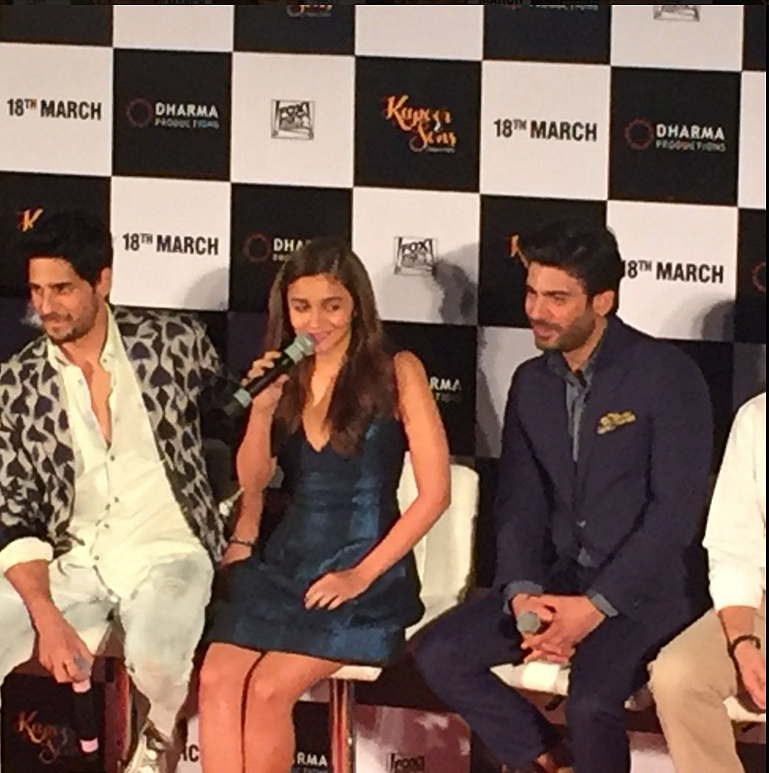 Sidharth Malhotra, Alia Bhatt & Fawad Khan in Mumbai (Photo: Twitter/@DharmaMovies)