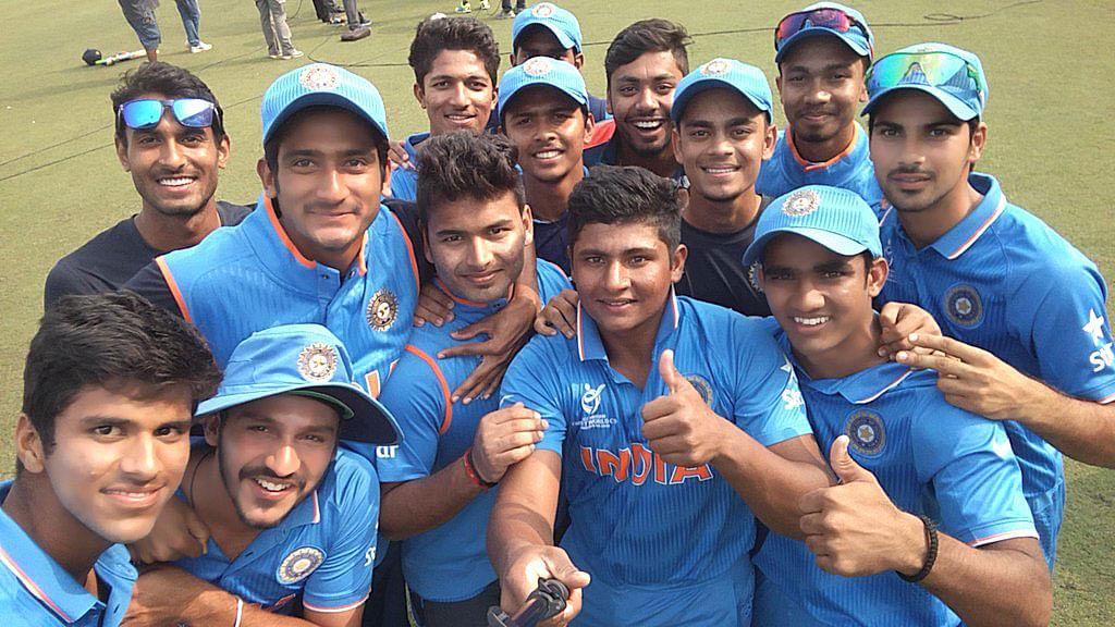 The India under-19 players take a picture after the win over Nepal. (Photo: ICC)
