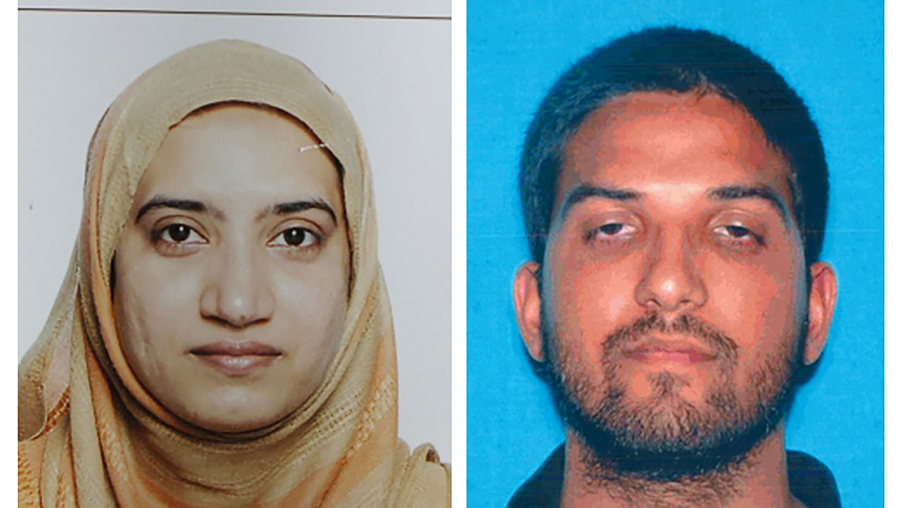  California shooting suspects Tashfeen Malik (left) and Syed Rizwan Farook. (Photo: AP)