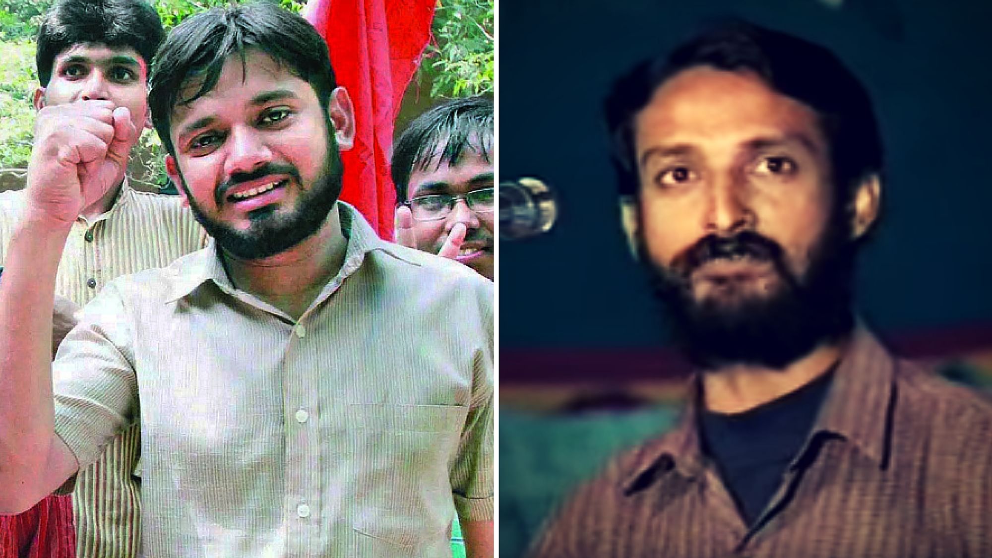 Two JNUSU students who have seen unprecedented protests in their support: Kanhaiya Kumar (L) and Chandrashekhar Prasad who was killed in 1997. (Photo Courtesy: Facebook; YouTube Screenshot)