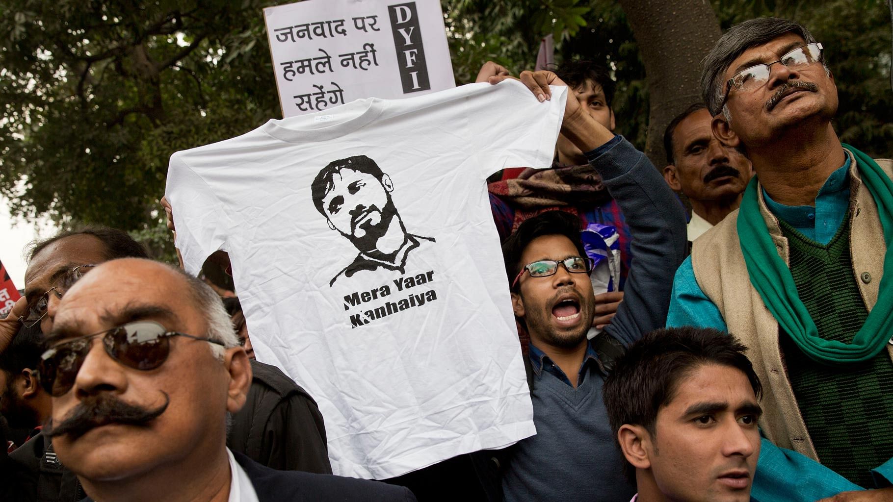 Students take out a peaceful march in support of Kanhaiya Kumar. (Photo: AP)