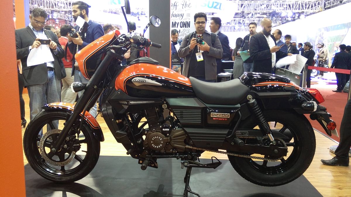Three Renegades model motorcycles were unveiled by UM at Delhi Auto Expo 2016