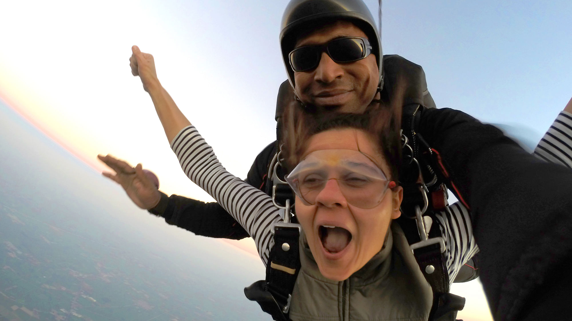 The tandem jump is actually all fun and no work!  (Photo Courtesy: Skyhigh India) 