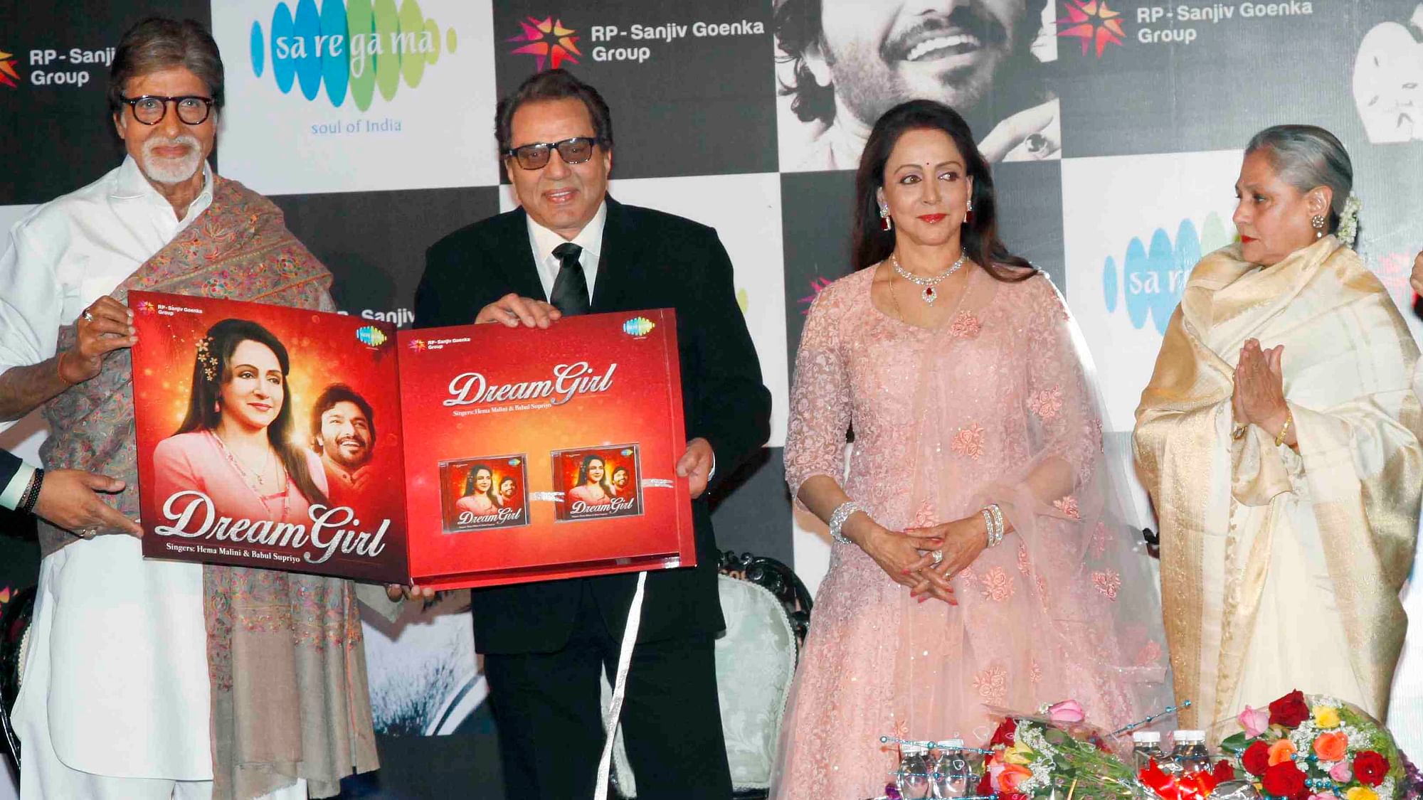 Amitabh Bachchan, Dharmendra, Hema Malini and Jaya Bachchan at the launch of <i>Dream Girl </i>(Photo: Yogen Shah)