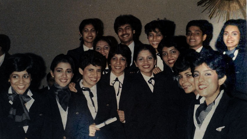 Neerja Bhanot was all smiles on her graduation day, standing in the last row, extreme right (Photo Courtesy: Steve Priske; altered by The Quint)