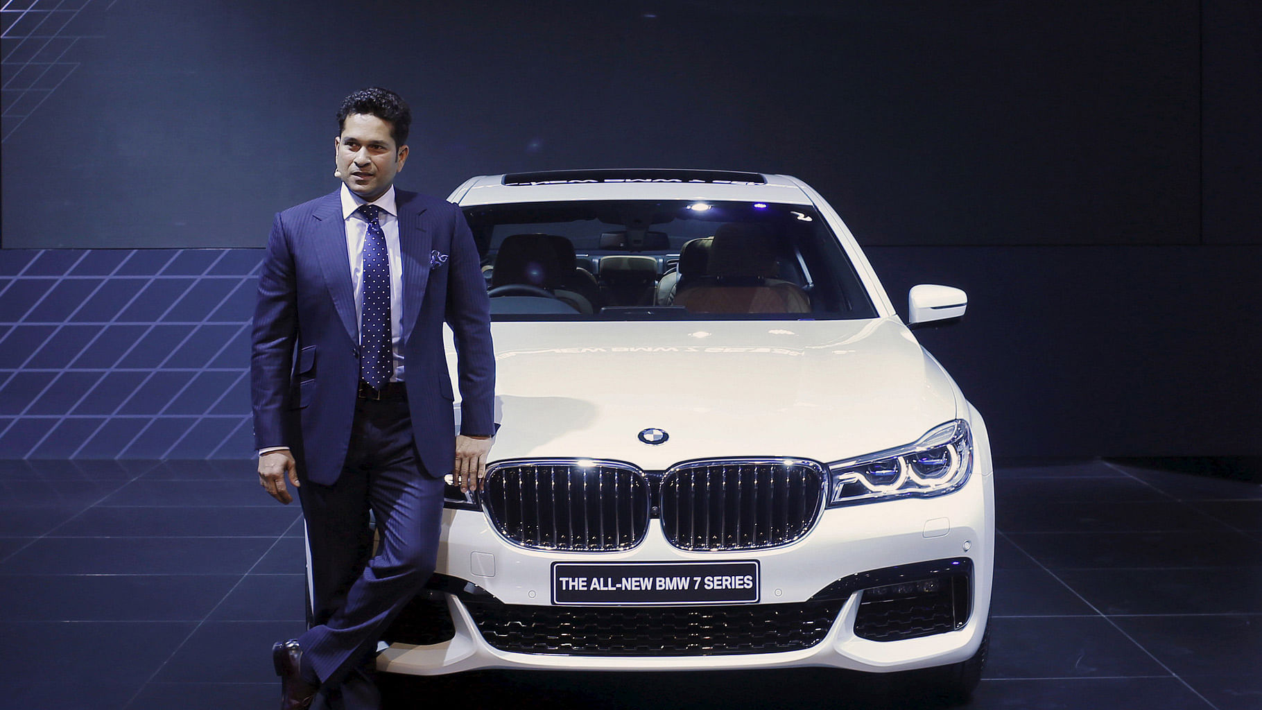 

Sachin Tendulkar takes the stage to launch BMW X1 SUV and the BMW 7 Series luxury sedan for the Indian market. (Photo: Reuters)