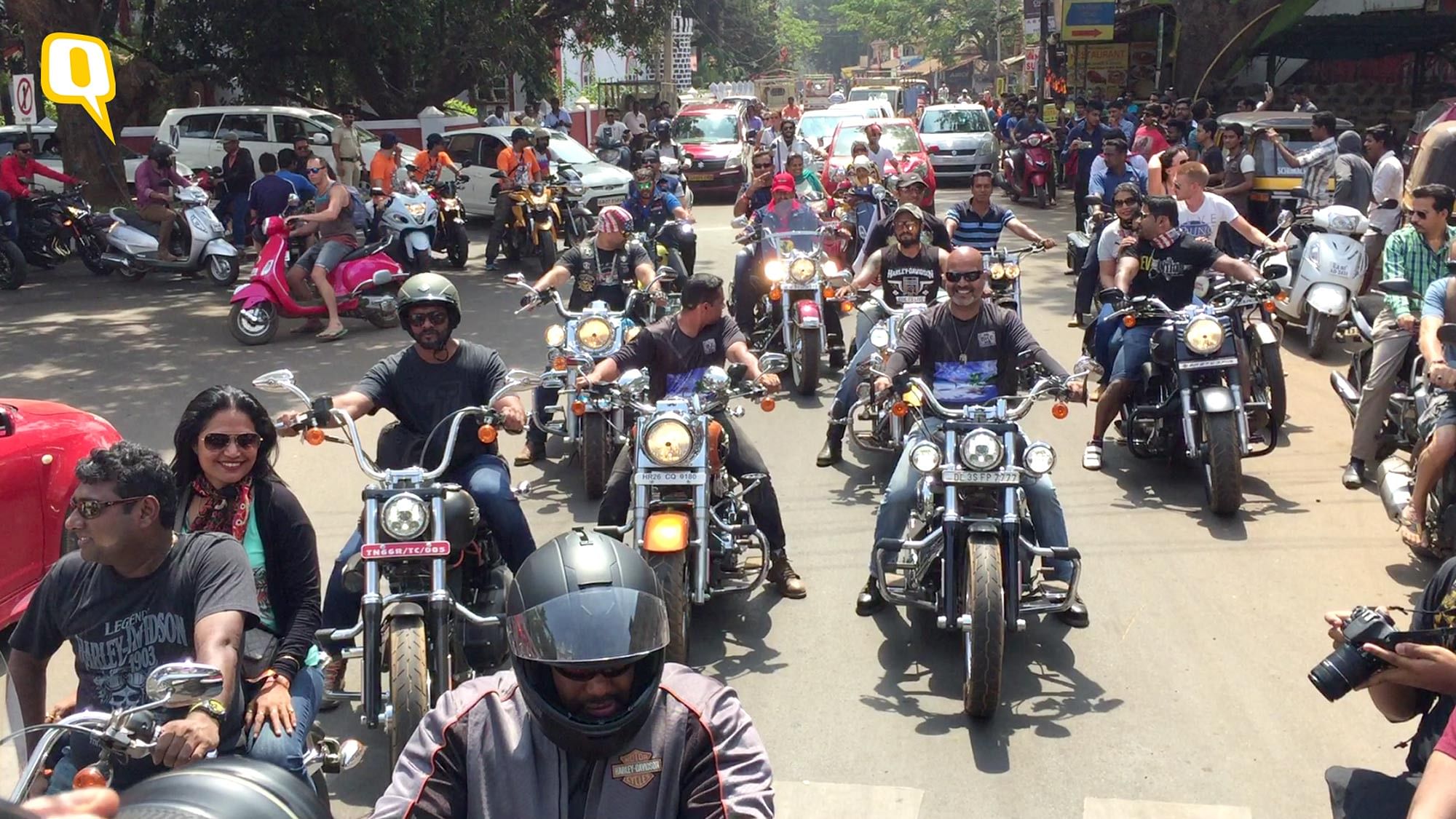 Harley Davidson riders during the 4th India HOG Rally. (Photo: <b>The Quint</b>)