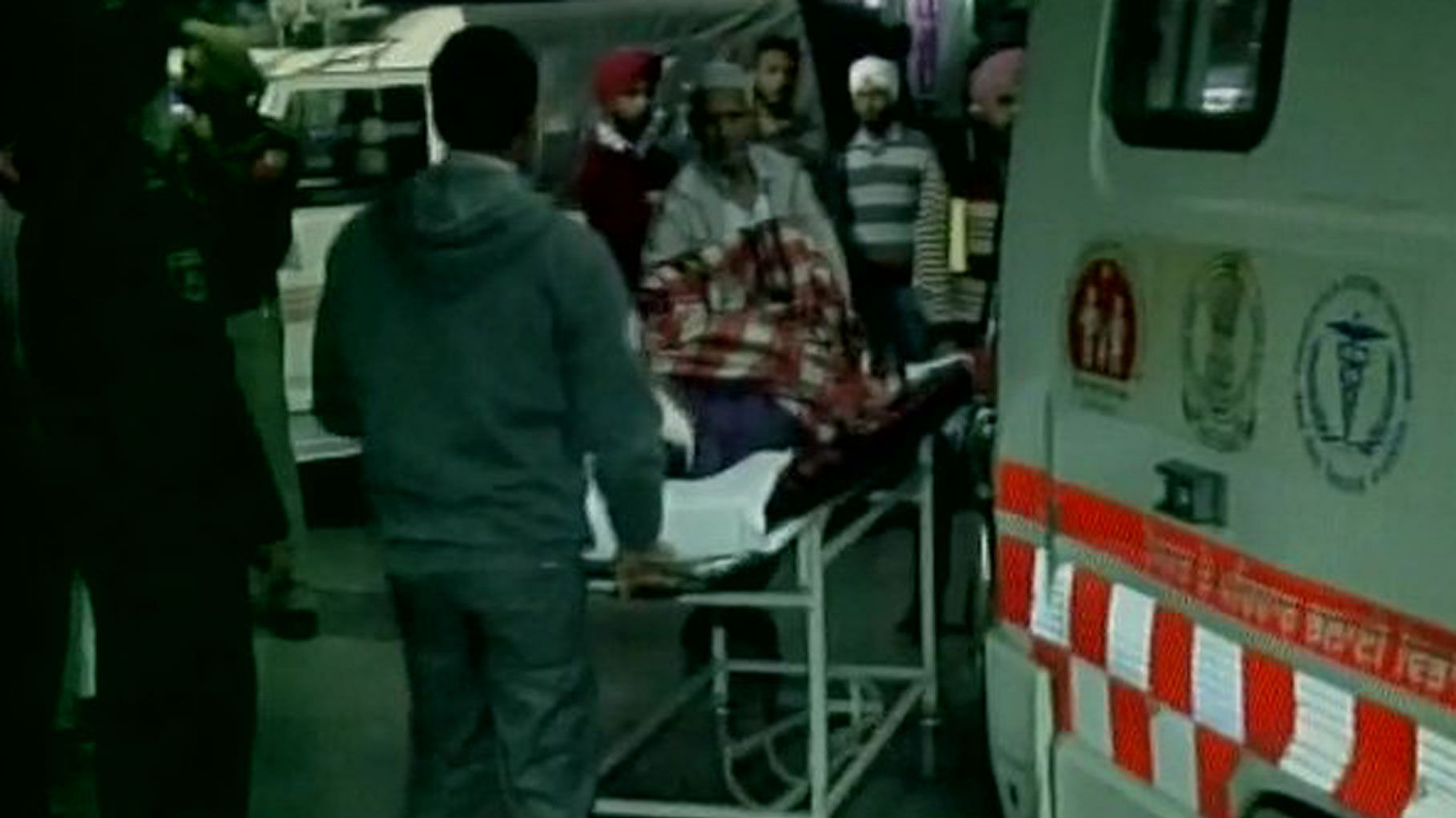 Shiv Sena leader Amit Arora being wheeled into a Ludhiana hospital. (Photo: <i>ANI </i>screengrab)