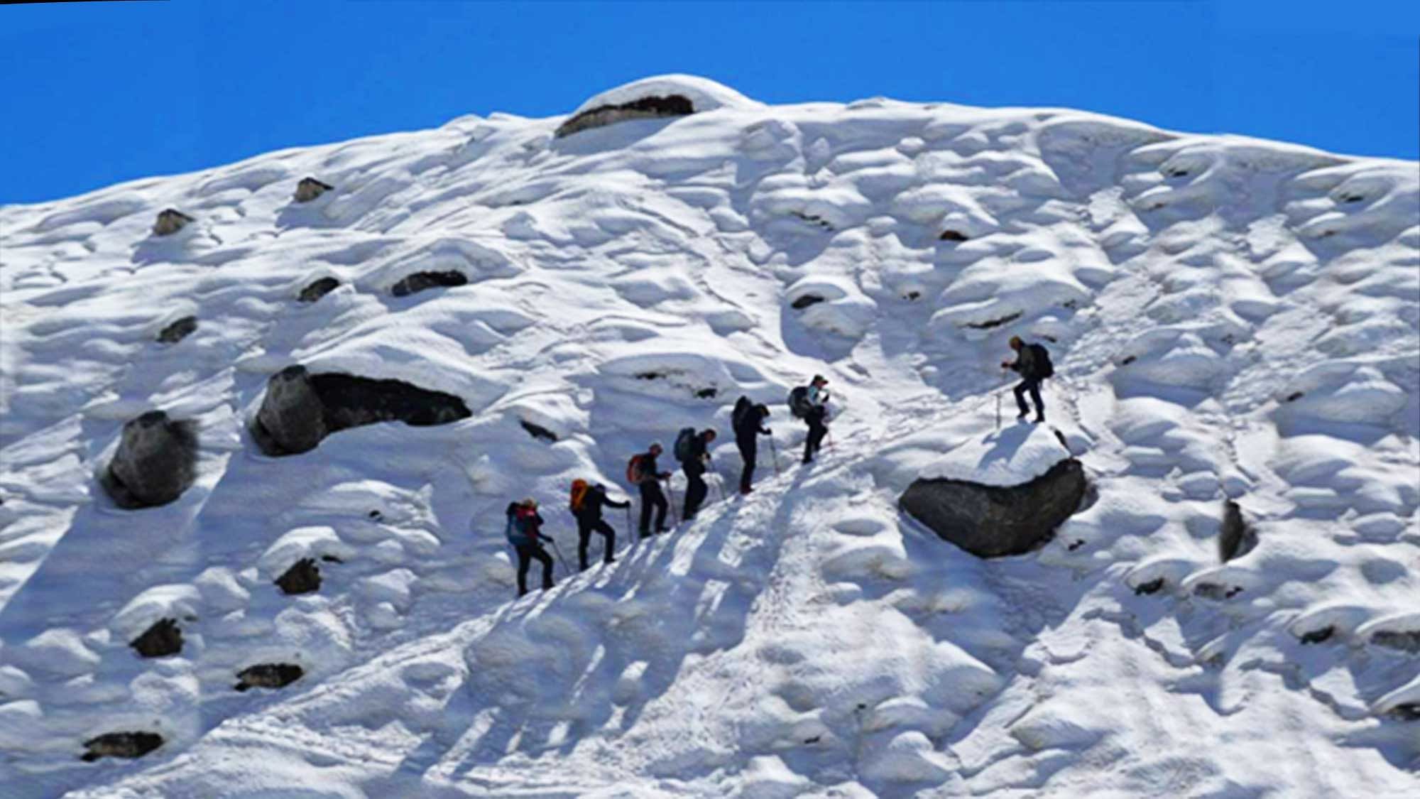 Indian army soldiers on the Siachen Glacier. 