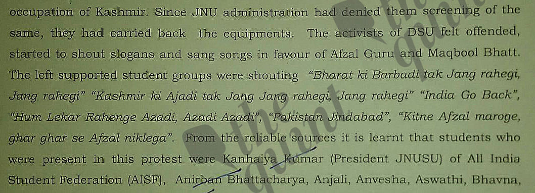 

The report details the sequence of events during and around the JNU incident. 