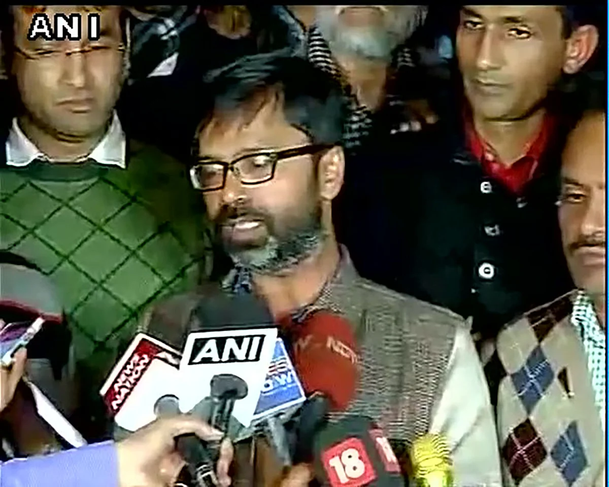 JNUTA representative speaking to media. (Photo Courtesy: ANI)