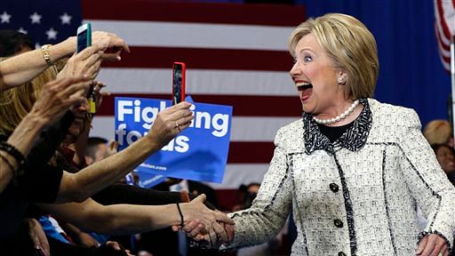 Democratic presidential candidate Hillary Clinton greets supporters at her election night watch party. (Photo: AP)