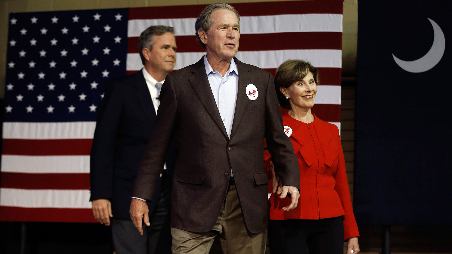 Jeb Bush, former President George Bush and his wife, Laura Bush. (Photo: AP)