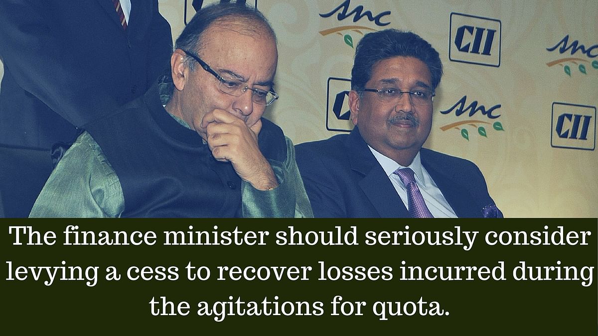 The Centre could impose a cess to recover the losses because of  violent protests over demands for job quotas.