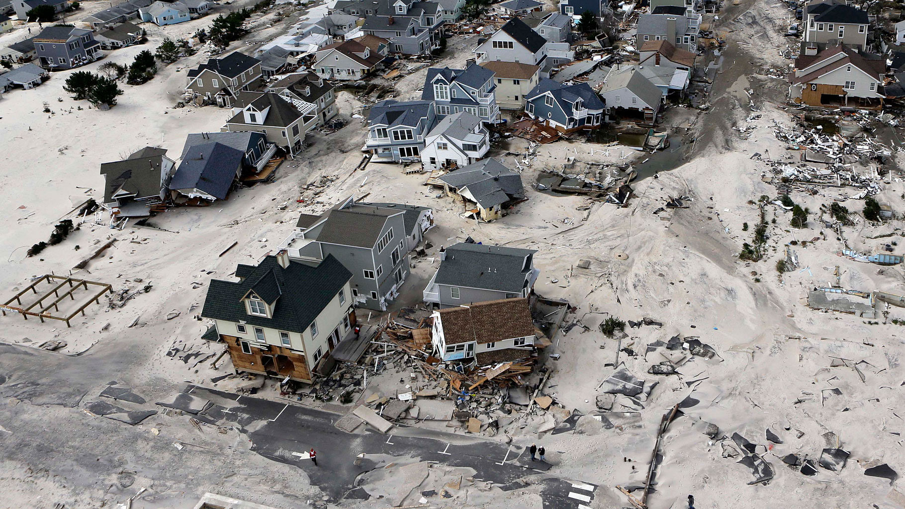 In this 31 Oct0ber 2012 file photo, a view from the air shows the destroyed homes  in the wake of Superstorm Sandy in Ortley Beach, N.J. (Photo: AP)