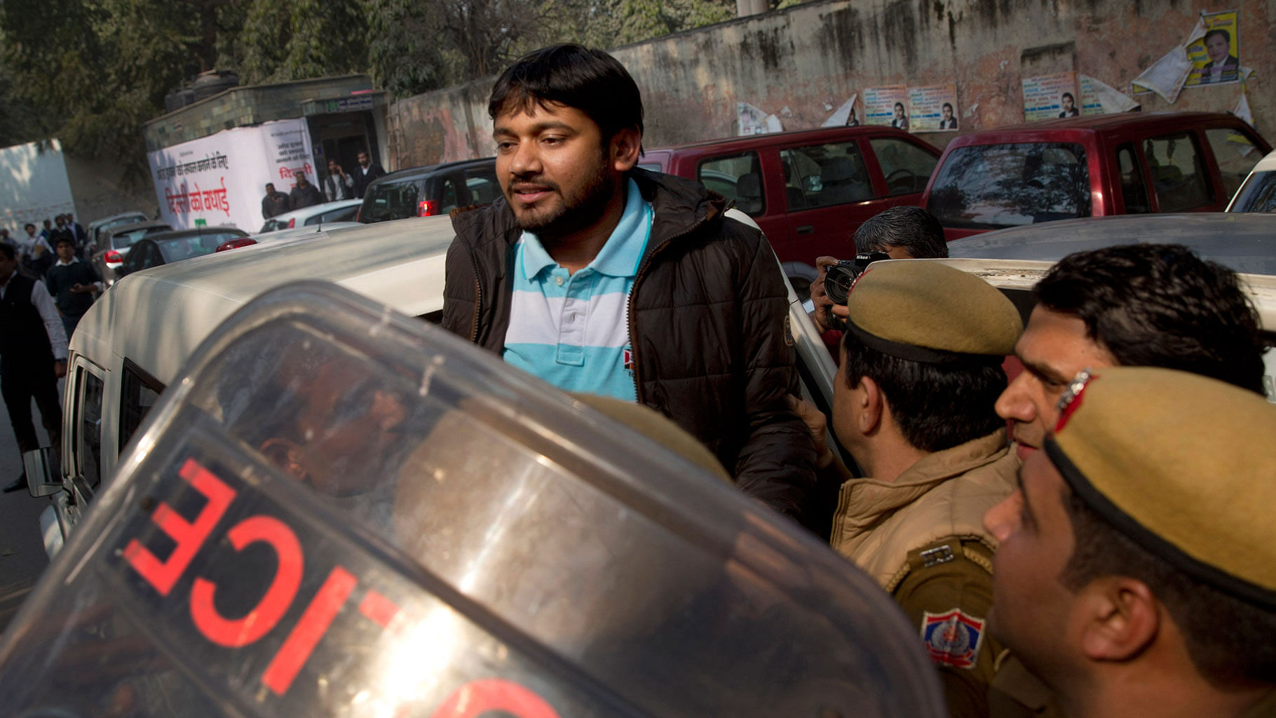 Kanhaiya Kumar, the president of the students’ union at the country’s premier Jawaharlal Nehru University is produced at a Delhi court on Wednesday, Feb. 17, 2016. (Photo: AP)