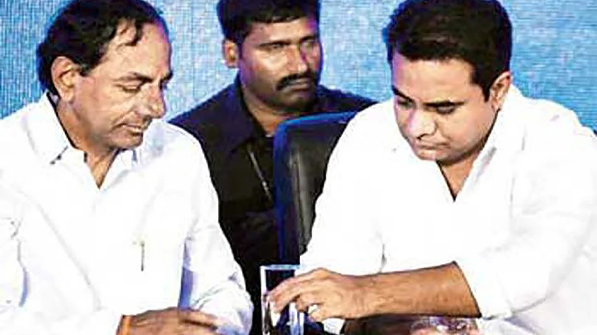 Telangana chief minister K. Chandrasekhar
Rao with state Information Technology Minister K. Taraka Rama Rao. (Photo: PTI)