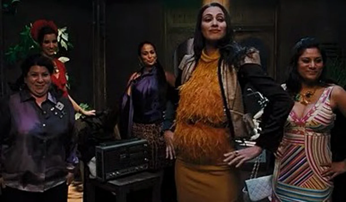 This is a scene from the movie where a group of Emirati women take off burqas to reveal themselves wearing the latest fashion. (Photo Courtesy: YouTube screenshot)