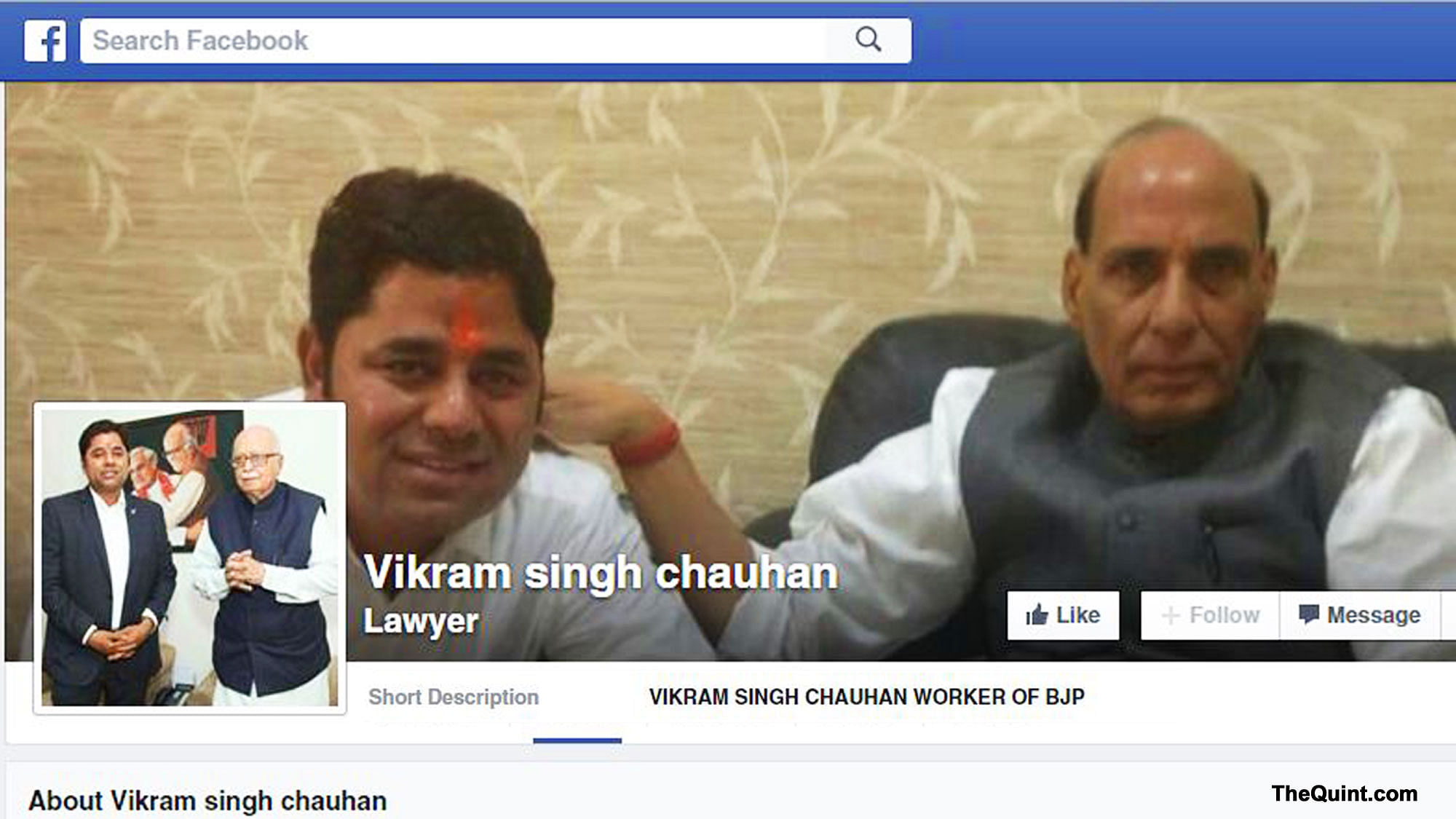 Vikram is a lawyer but prefers to be known as BJP’s party worker. (Photo: The Quint)