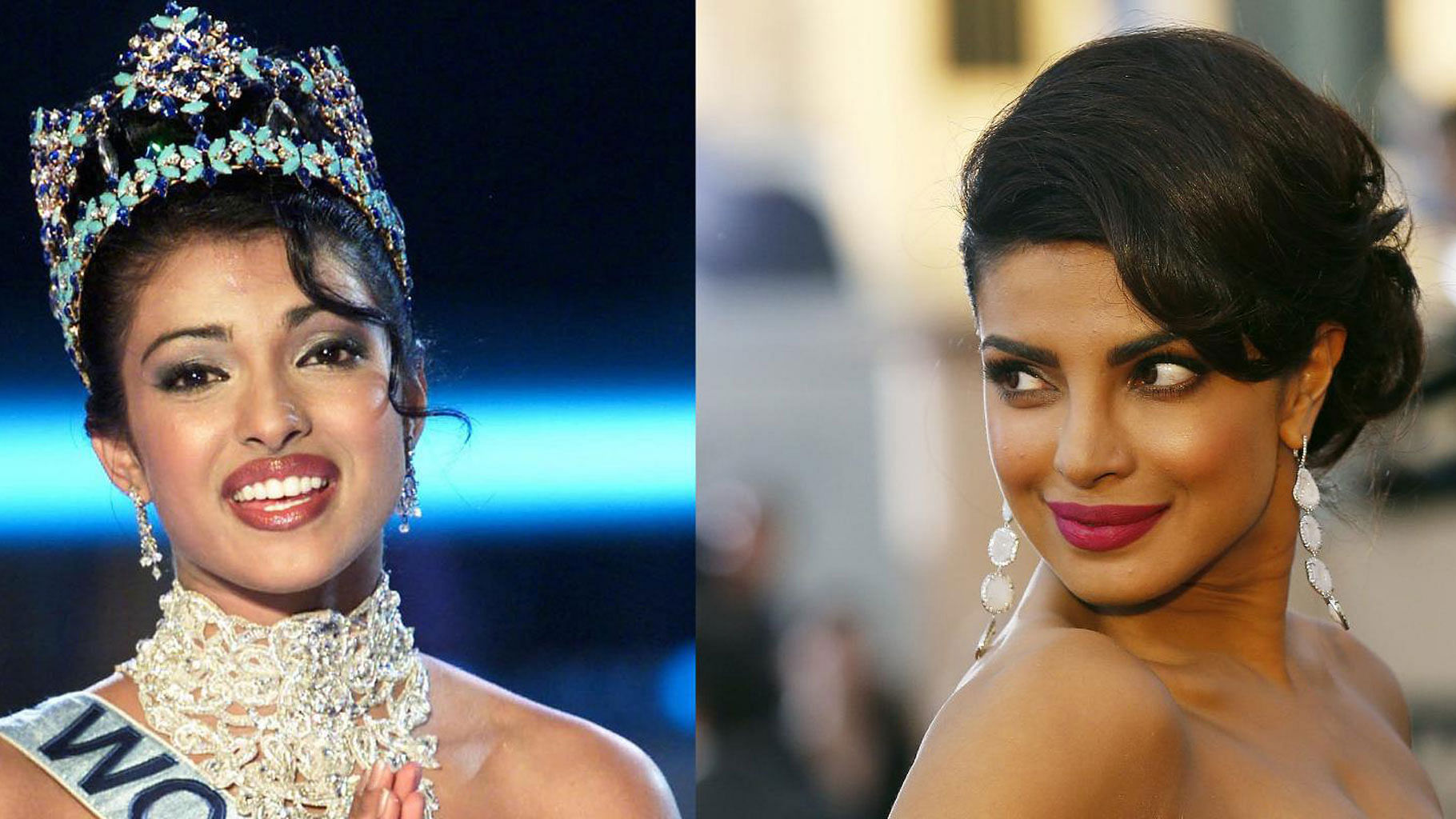 Priyanka Chopra at the Miss World pageant in 2000 and at the SAG awards in 2016 (Photos: Reuters)