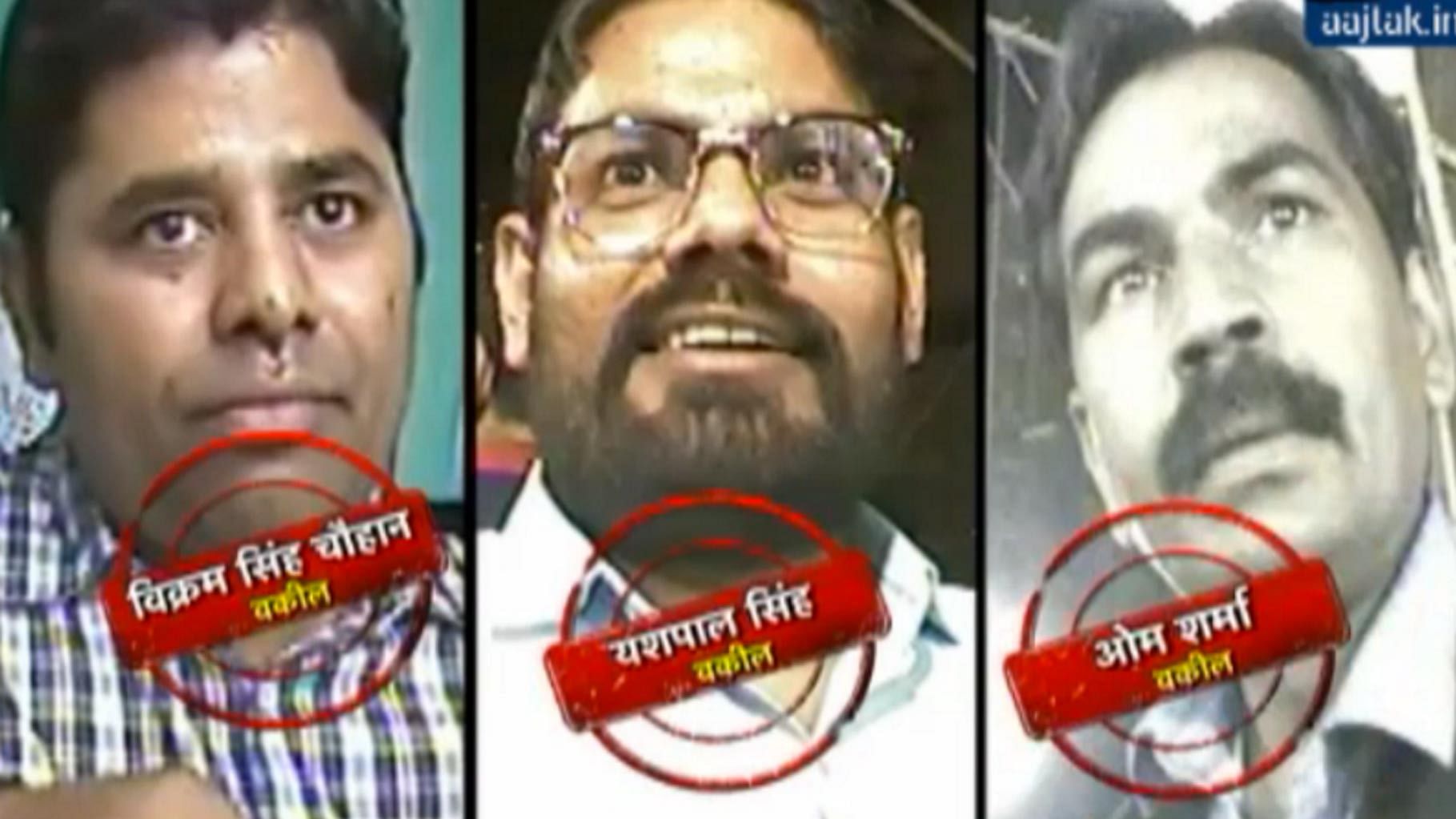 Vikram Singh Chauhan, Yashpal Singh and Om Sharma, wanted for alleged assualt. (Photo Courtesy: Aaj Tak video screengrab)