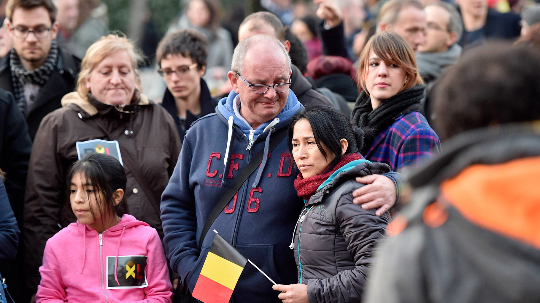 People mourn for the victims at Place de la Bourse in the center of Brussels, Tuesday, March 22, 2016. (Photo: AP)
