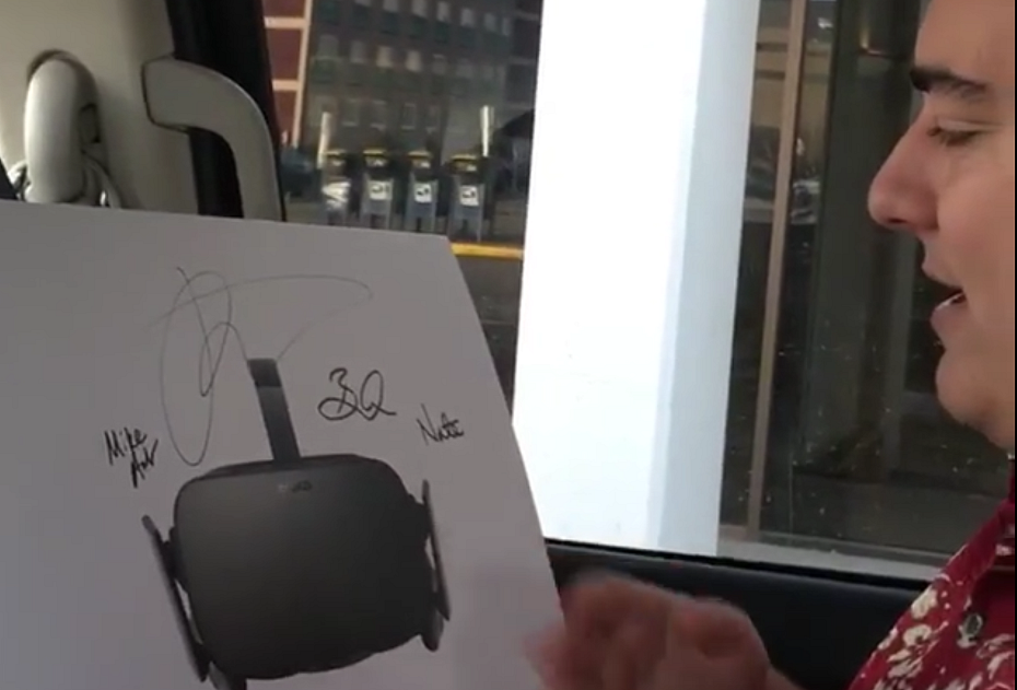 Palmer Luckey, founder of Oculus delivering the Rift. (Photo Courtesy: Oculus)