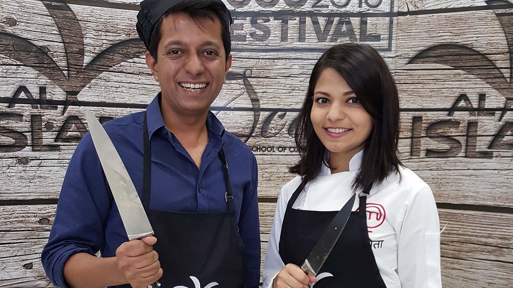 Rohit Khilnani and Nikita Gandhi at the Dubai Food Festival (Photo: The Quint)