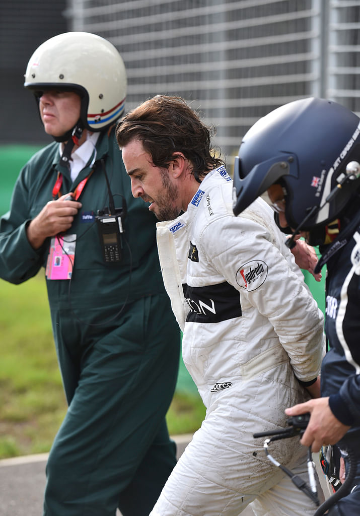 F1 driver Fernando Alonso praised the design of modern racing cars after his accident in the Australian Grand Prix.