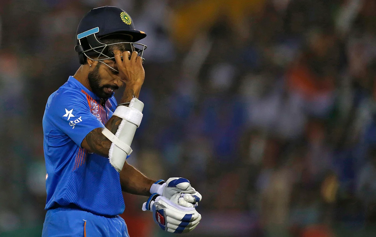 Disappointed Dhawan after his dismissal against Australia (Picture: Reuters)