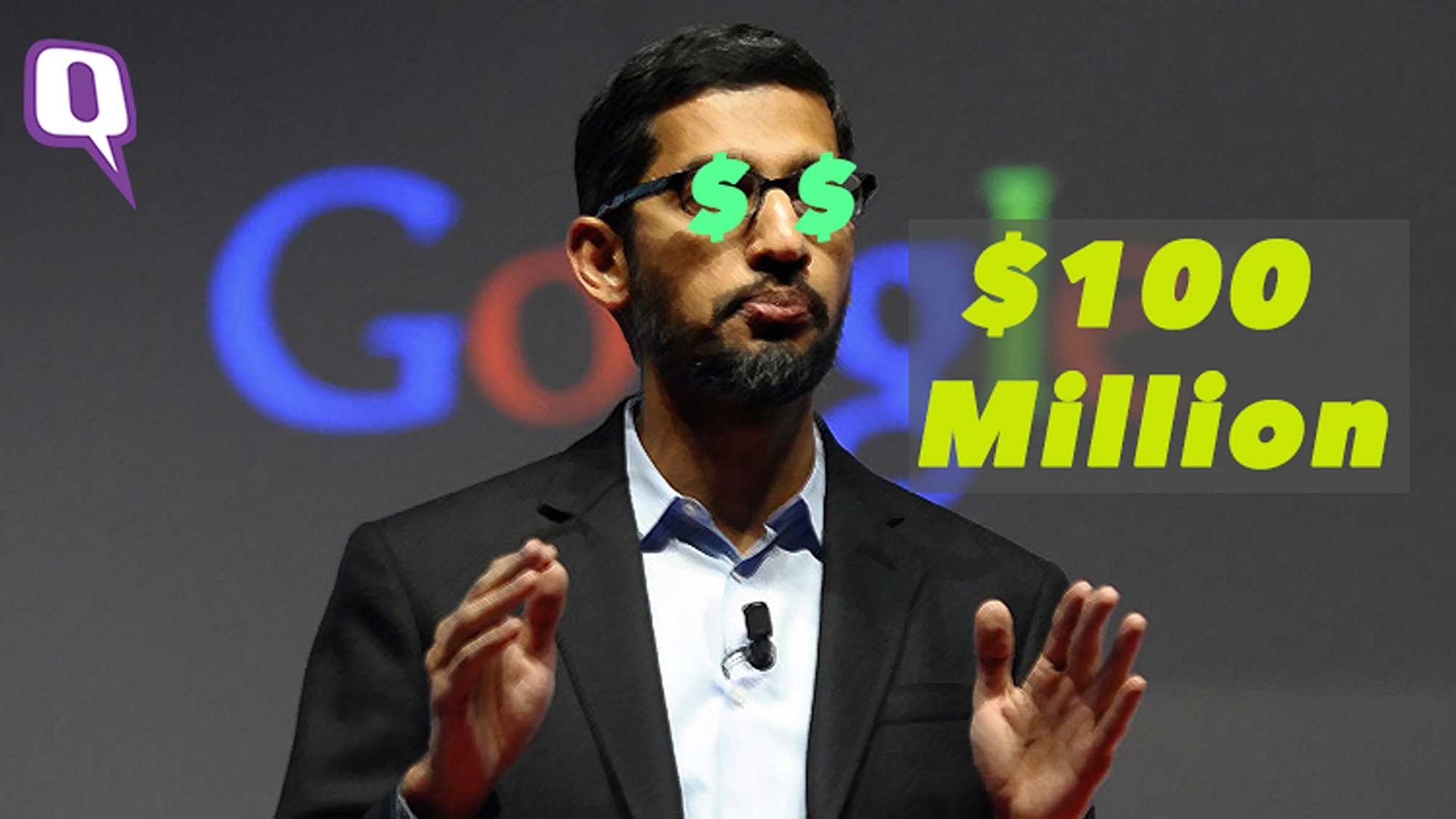 Google CEO Sundar Pichai. (Photo: Reuters/Altered by<b> The Quint</b>)