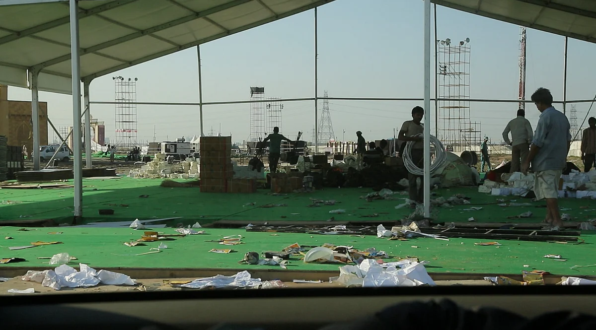 Plastic waste at the venue of World Cultue Festival. (Photo: Sanjoy Deb)