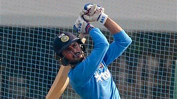 Manish Pandey bats during a practice session ahead of their ICC World T20 semi-final match against West Indies in Mumbai (Photo: AP)
