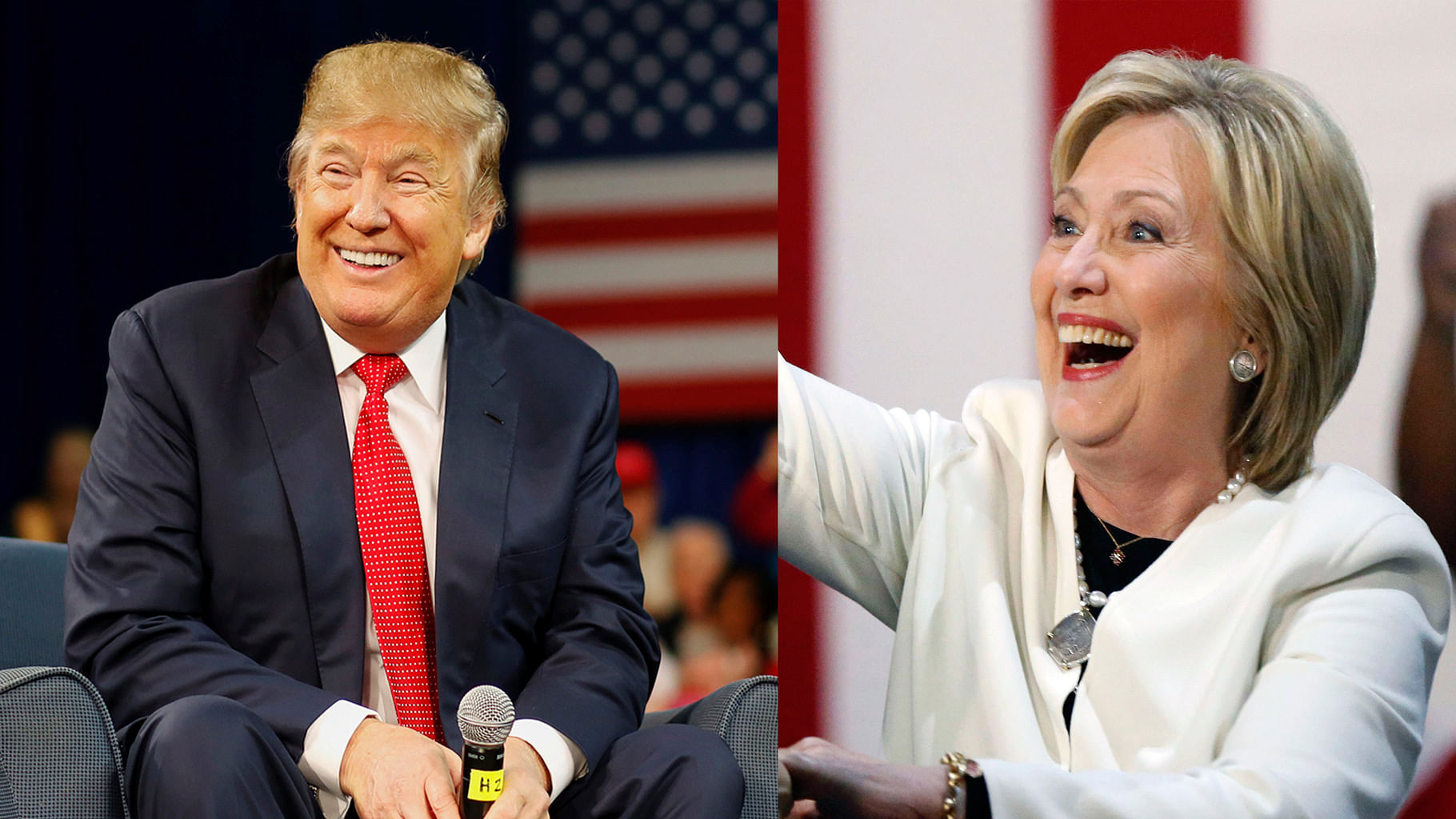 Donald Trump (L) and Hillary Clinton (R). (Photo: Altered by <b>The Quint</b>)