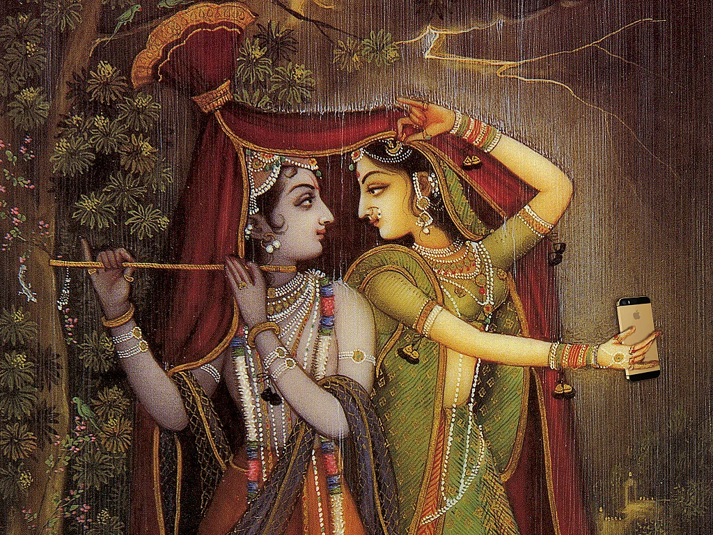 Rainy day selfies with Radha and Krishna. (Photo Courtesy: Tumblr/<a href="http://selfiegods.tumblr.com/">Gods taking Selfie</a>)
