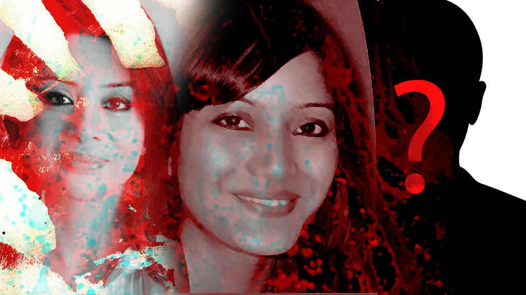 Sheena Bora (centre) and her mother Indrani Mukerjea (left). (Photo altered by <b>The Quint</b>)