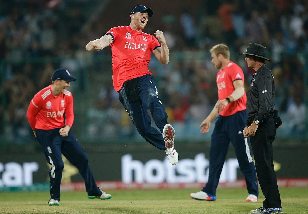 England’s Ben Stokes celebrates after running out Sri Lanka’s Lahiru Thirimanne. (Photo: AP)