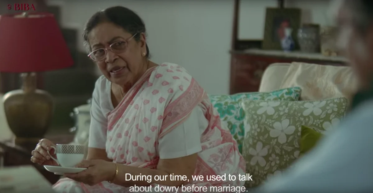The advert somehow manages to reinstate the traditional idea that a girl is “taken” by the groom’s family. (Photo Courtesy: YouTube screenshot)