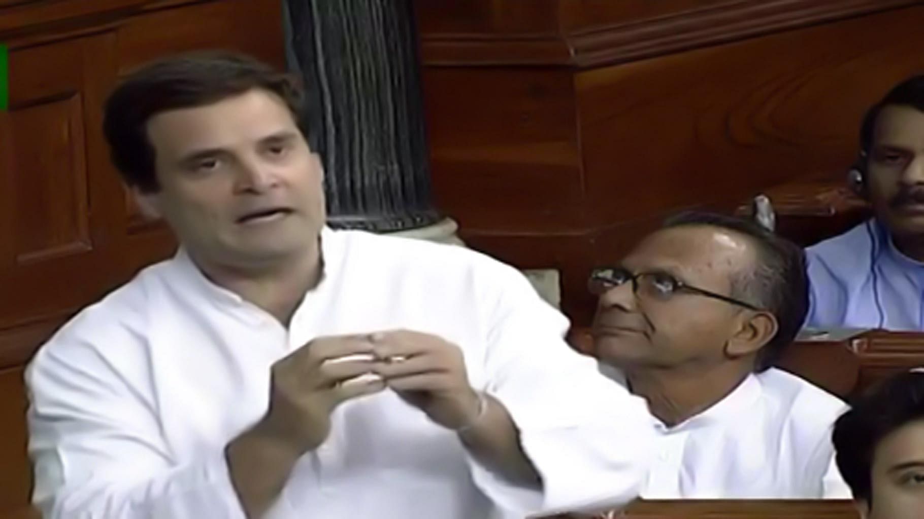 Rahul Gandhi, Congress Vice President speaking in the Lok Sabha. (Photo Courtesy: Lok Sabha TV)