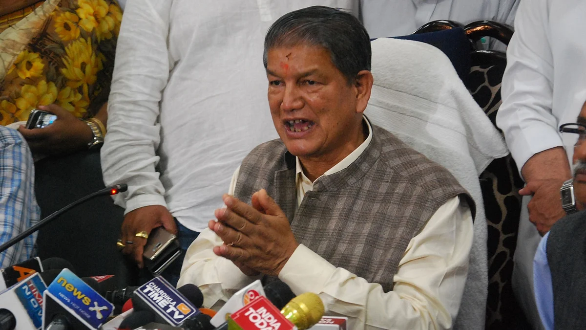 Uttarakhand Chief Minister Harish Rawat addresses a press conference in Dehradun. (Photo: IANS)